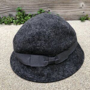 NEW YORK COMPANY 100% Wool Cloche Bucket Hat Women's One Size Grey Felt Cap